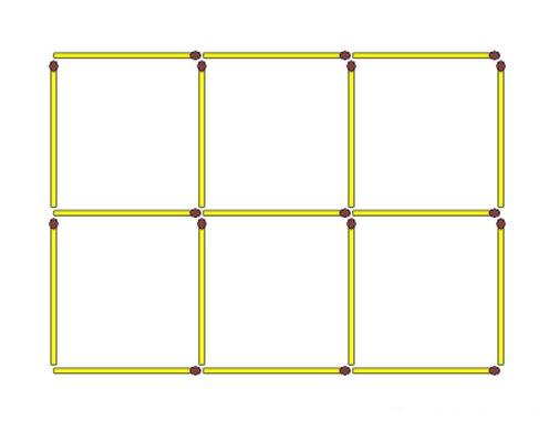Два квадрата - уберите шесть спичек - Графическая головоломка